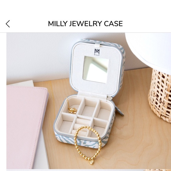 Milly Traveling Jewelry Case Blue & White Zebra Print NWT - Picture 4 of 14